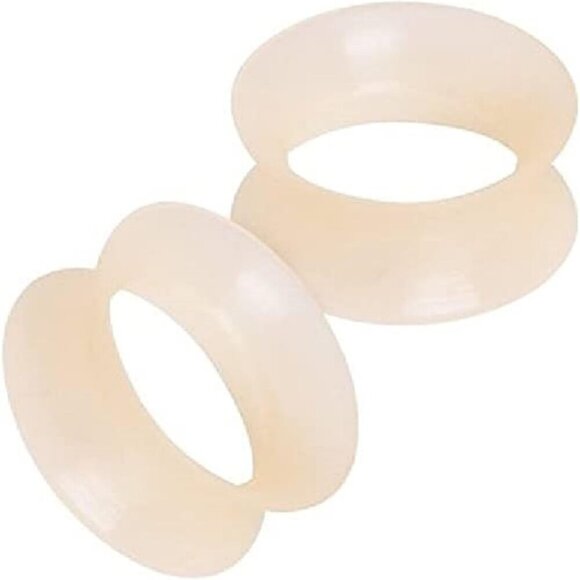 Silicone Tunnel Plugs Flesh Tone Double Flared Body Jewelry Pair 3mm-25mm
